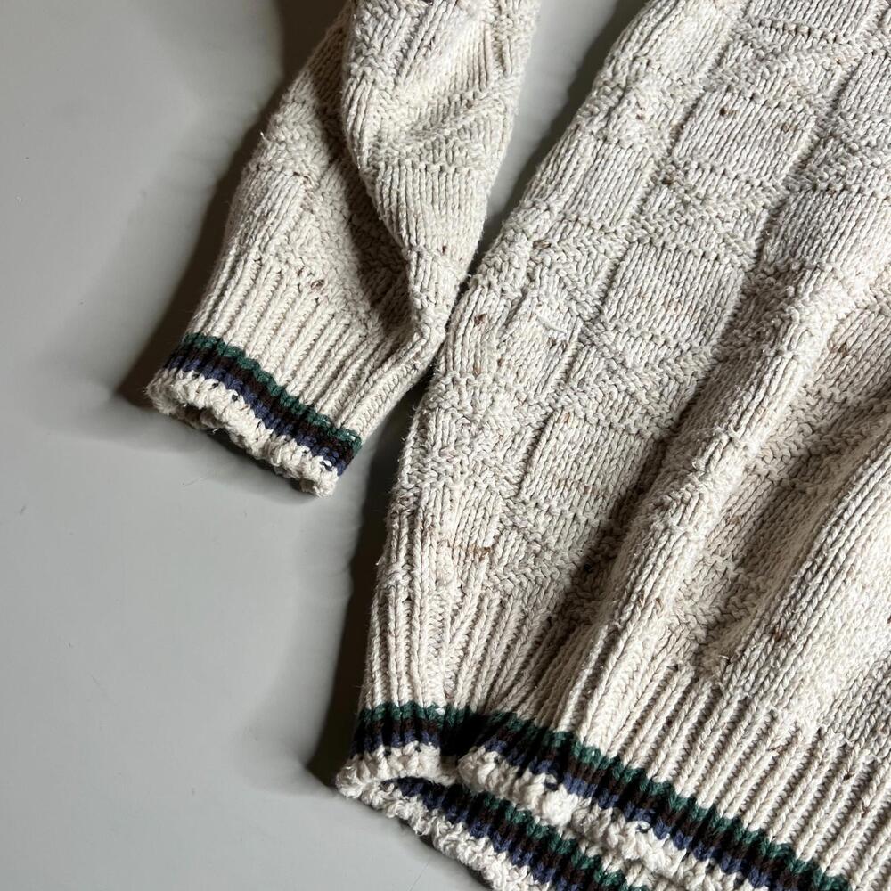 90s Vintage St Johns Bay Knit Sweater World Map Embroidery Cream XL USA - Picture 3 of 9